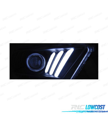 FARÓIS FORD MUSTANG 10-13 TUBE LIGHT COM INDICADORES DINÂMICOS PRETOS