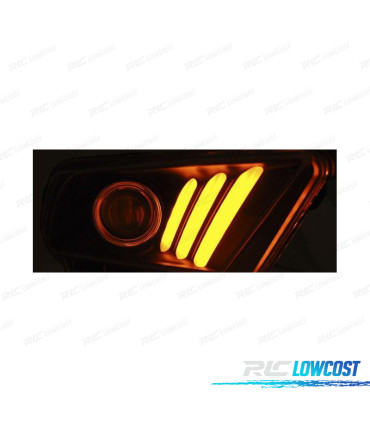 CONJUNTO DE FARÓIS PARA FORD MUSTANG V 10-13 TUBE LIGTH COM INDICADORES DINÂMICOS CROMADOS