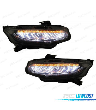 CONJUNTO DE FARÓIS HONDA CIVIC MK10 16- NEW LOOK COM INDICADORES DINÂMICOS LEDS