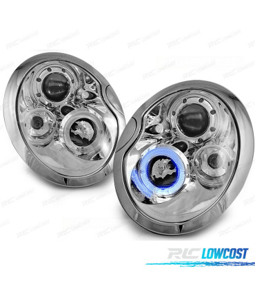 CONJUNTO DE FARÓIS PARA MINI COOPER 01-04 ANGLE EYES CROMADOS