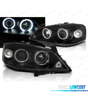 CONJUNTO DE FARÓIS PARA OPEL ASTRA G 97-04 ANGEL EYES CCFL LUZ DIURNA PRETOS