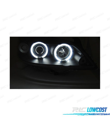 CONJUNTO DE FARÓIS PARA OPEL ASTRA G 97-04 ANGEL EYES CCFL LUZ DIURNA PRETOS