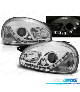 CONJUNTO DE FARÓIS PARA OPEL CORSA B 93-00 DAYLIGHT LED CROMADOS
