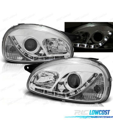 CONJUNTO DE FARÓIS PARA OPEL CORSA B 93-00 DAYLIGHT LED CROMADOS