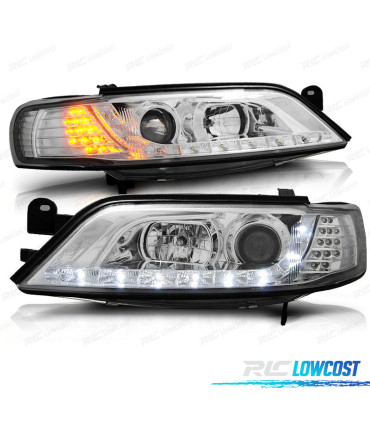 CONJUNTO DE FARÓIS OPEL VECTRA B 96-9 DAYLIGHT INDICADORES LEDS CROMADOS