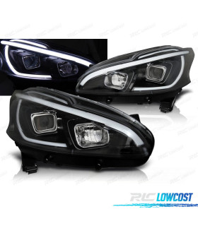 CONJUNTO DE FARÓIS PARA PEUGEOT 208 12-15 TUBE LIGHT PRETOS