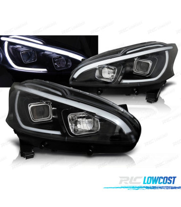 CONJUNTO DE FARÓIS PARA PEUGEOT 208 12-15 TUBE LIGHT PRETOS