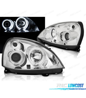 CONJUNTO DE FARÓIS PARA RENAULT CLIO II 01-05 ANGEL EYES CCFL CROMADOS