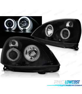 CONJUNTO DE FARÓIS PARA RENAULT CLIO II 01-05 ANGEL EYES CCFL PRETOS