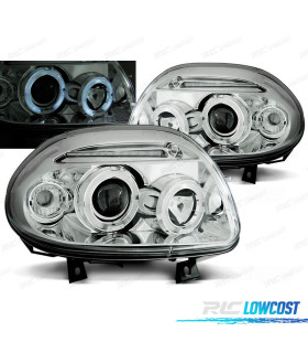 CONJUNTO DE FARÓIS PARA RENAULT CLIO II 98-01 ANGEL EYES CROMADOS