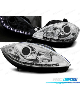 CONJUTO DE FARÓIS PARA SEAT LEON ALTEA 09-13 DAYLIGHT CROMADOS