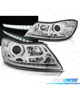 CONJUNTO DE FARÓIS PARA SKODA OCTAVIA II 09-12 TRU DRL LED CROMADOS