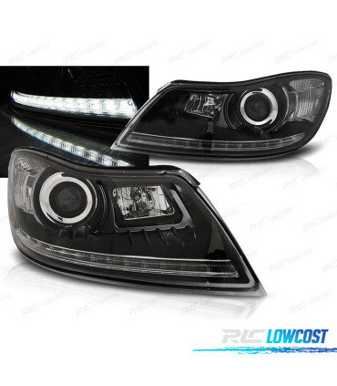 CONJUNTO DE FARÓIS PARA SKODA OCTAVIA II 09-12 TRU DRL LED PRETOS