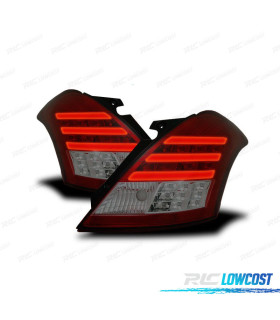 CONJUNTO DE FAROLINS PARA SUZUKI SWIFT SPORT FZ NZ 10- LTI FIBRA ÓPTICA LEDS VERMELHO FUMADOS
