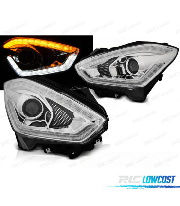 CONJUNTO DE FARÓIS PARA SUZUKI SWIFT VI 17- TUBE LIGHT LEDS INDICADORES DINÂMICOS CROMADOS