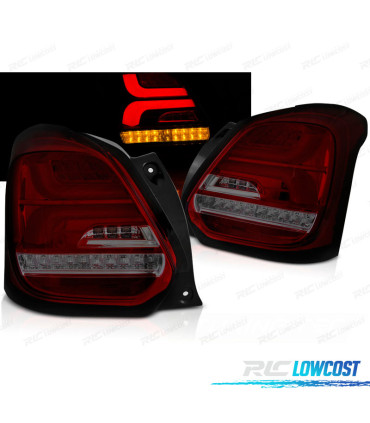 CONJUNTO DE FAROLINS PARA SUZUKI SWIFT VI 17- LED BAR LEDS INDICADORES DINÂMICOS VERMELHOS FUMADO