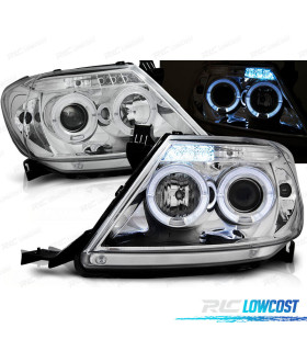 FARÓIS PARA TOYOTA HILUX 05-11 ANGEL EYES + LEDS CROMADOS