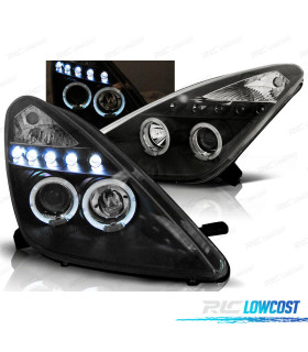 CONJUNTO DE FARÓIS PARA TOYOTA CELICA T230 99-05 ANGEL EYES + LEDS PRETOS
