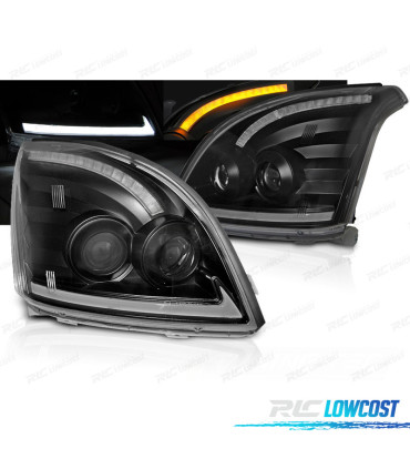 FARÓIS TUBE LIGHT TOYOTA LAND CRUISER FJ120 03-09 COM INDICADOR DINÂMICO PRETO