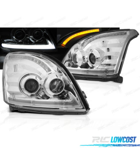 FARÓIS TUBE LIGHT TOYOTA LAND CRUISER 120 03-09 COM INDICADOR DINÂMICO CROMADO