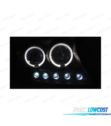 FARÓIS PARA TOYOTA LAND CRUISER FJ200 07-12 ANGEL EYES + LEDS PRETO