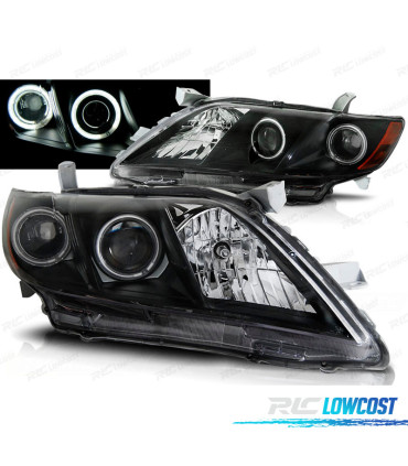 CONJUNTO DE FARÓIS ANGEL EYES PARA TOYOTA CAMRY 6 XV40 06-09 PRETO