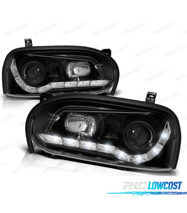 FARÓIS VOLKSWAGEN VW GOLF 3 LED DIURNO PRETO