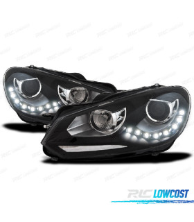 FAROIS FRENTE DRL VOLKSWAGEN VW GOLF VI 6 FUNDO PRETO