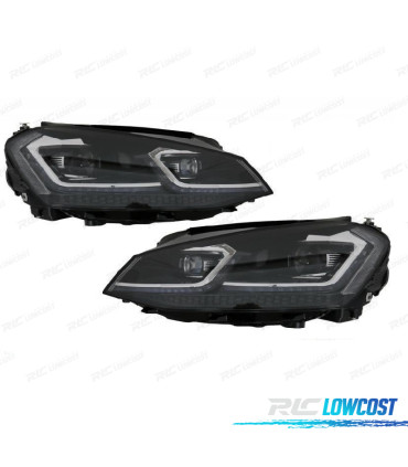 FAROIS VOLKSWAGEN VW GOLF 7 12-17 DRL DINAMICOS PRETO LOOK 7.5 R LINE