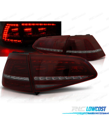 FAROLINS VOLKSWAGEN VW GOLF 7 12-17 LOOK GTI PISCAS LED DINÂMICO VERMELHO FUMADO