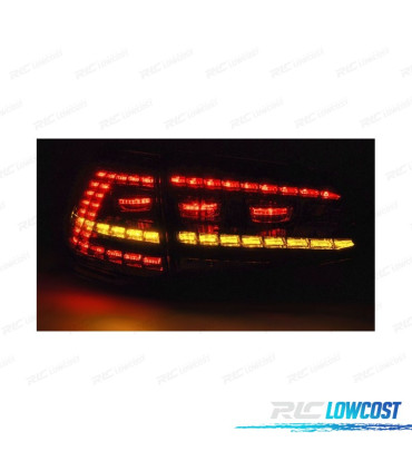 FAROLINS VOLKSWAGEN VW GOLF 7 12-17 LOOK GTI PISCAS LED DINÂMICO VERMELHO FUMADO