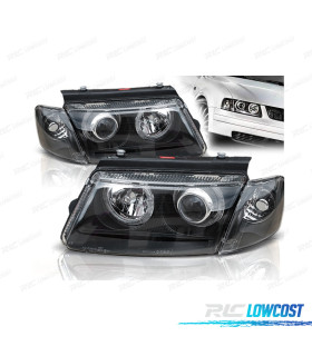 CONJUNTO DE FARÓIS PARA VOLKSWAGEN VW PASSAT 3B 96-00 ANGEL EYES PRETOS