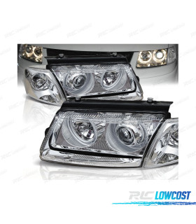 CONJUNTO DE FARÓIS PARA VOLKSWAGEN VW PASSAT 3B 96-00 ANGEL EYES CROMADOS