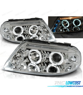 CONJUNTO DE FARÓIS PARA VOLKSWAGEN VW PASSAT 3BG 00-05 ANGEL EYES + LEDS CROMADOS