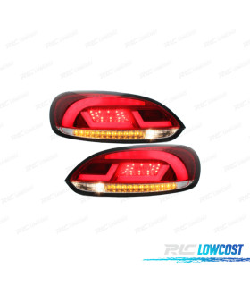 CONJUNTO DE FAROLINS VOLKSWAGEN VW SCIROCCO III 08-14 LITEC FIBRA ÓPTICA + LEDS VERMELHO CLARO