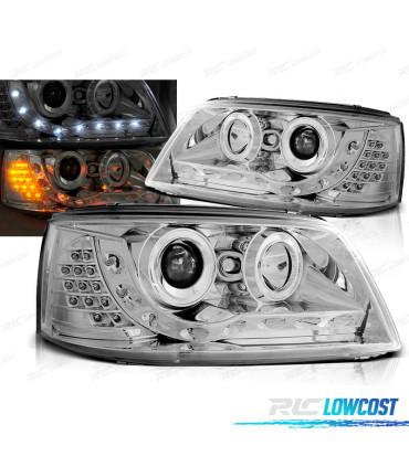 CONJUNTO DE FARÓIS PARA VOLKSWAGEN VW T5 03-09 DAYLIGHT LEDS CROMADOS