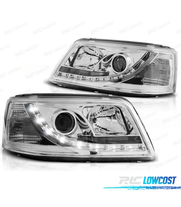 CONJUNTO DE FARÓIS PARA VOLKSWAGEN VW T5 03-09 SPORT DAYLIGHT LEDS CROMADOS