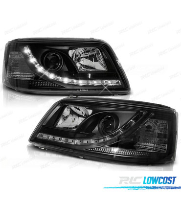 CONJUNTO DE FARÓIS PARA VOLKSWAGEN VW T5 03-09 SPORT DAYLIGHT LEDS PRETOS