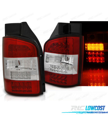 CONJUNTO DE FAROLINS VW T5 TRANSPORTER 03-09 LED VERMELHO TRANSPARENTE
