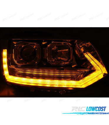 CONJUNTO DE FARÓIS PARA VOLKSWAGEN VW T5 10-15 LOOK VOLKSWAGEN VW T6 COM INDICADORES LEDS DINÂMICOS CRISTAL