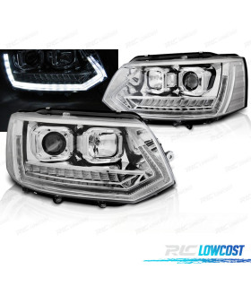 CONJUNTO DE FARÓIS PARA VOLKSWAGEN VW T5 10-15 TRU DRL COM INDICADORES LEDS DINÂMICOS CRISTAL