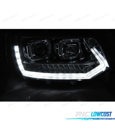CONJUNTO DE FARÓIS PARA VOLKSWAGEN VW T5 10-15 TRU DRL COM INDICADORES LEDS DINÂMICOS CRISTAL