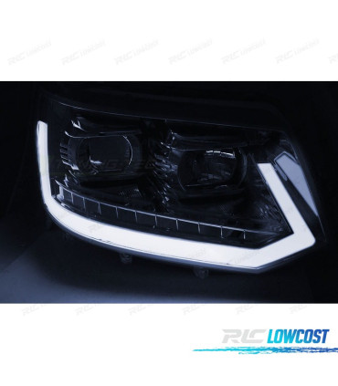 CONJUNTO DE FARÓIS PARA VOLKSWAGEN VW T5 10-15 TUBE LIGHT COM INDICADORES DINÂMICOS CROMADOS