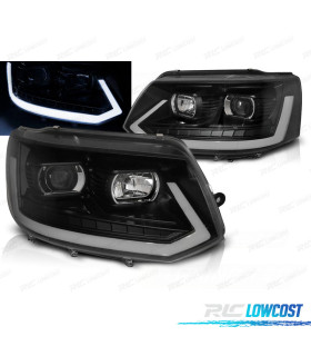 CONJUNTO DE FARÓIS VW T5 10-15 TUBE LIGHT COM INDICADOR DINÂMICO PRETO