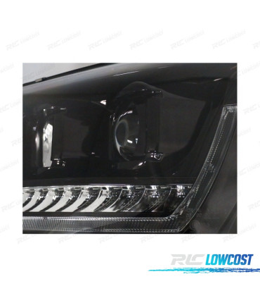 CONJUNTO DE FARÓIS VW T5 GP 09-14 DRL + INDICADORES LEDS DINÂMICOS PRETOS PIANO