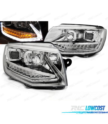 CONJUNTO DE FARÓIS PARA VOLKSWAGEN VW T6 15-19 TRU DRL COM INDICADORES LEDS DINÂMICOS CRISTAL