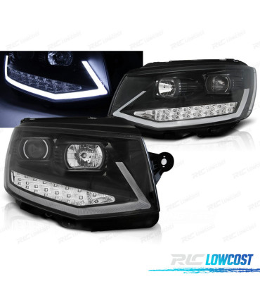 CONJUNTO DE FARÓIS VOLKSWAGEN VW T6 15-19 COM DRL PRETOS COM PISCAS LED