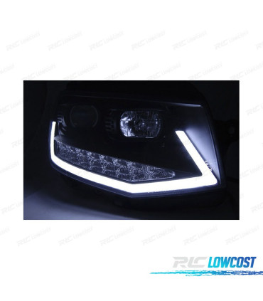 CONJUNTO DE FARÓIS VOLKSWAGEN VW T6 15-19 COM DRL PRETOS COM PISCAS LED