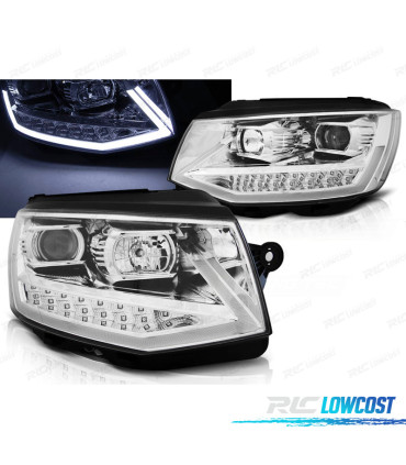 FARÓIS VOLKSWAGEN VW T6 15-19 TRU DRL CROMADOS COM PISCAS LED