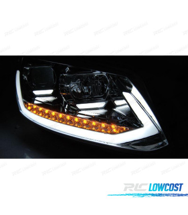 CONJUNTO DE FARÓIS VW TOURAN II 10-15 TRU DRL COM INDICADORES LEDS DINÂMICOS CRISTAL